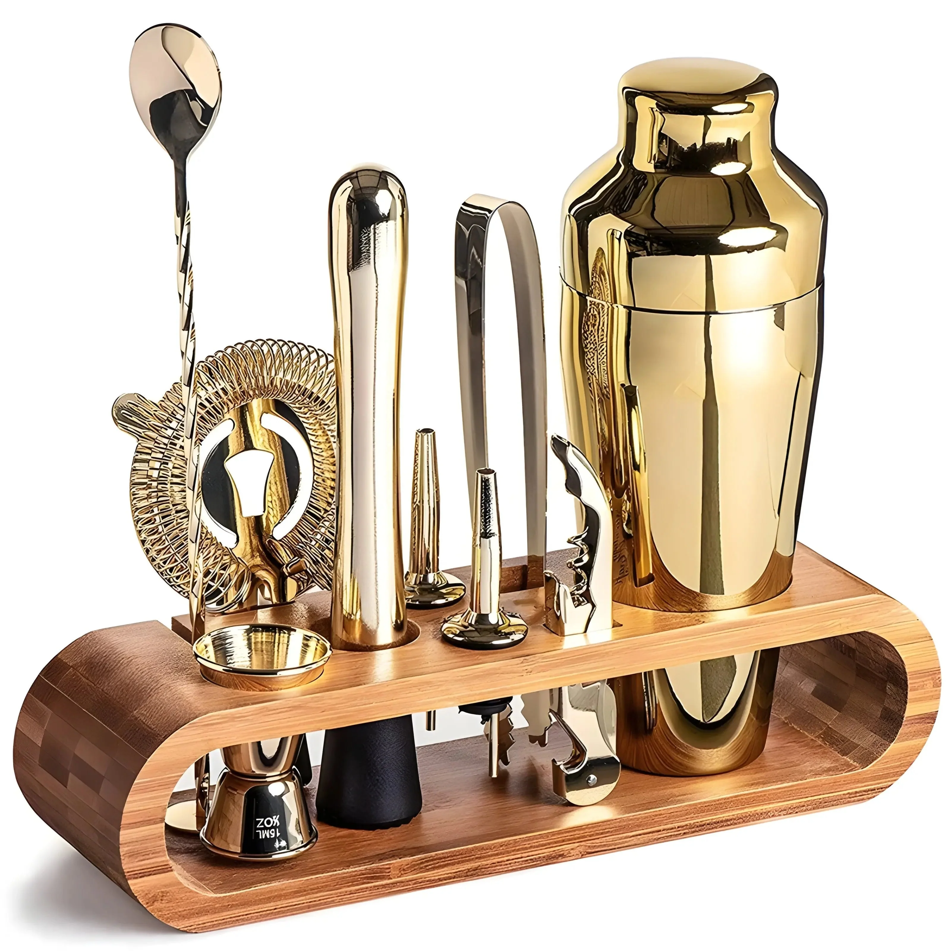 10-piece Drinkware Set | Bamboo Holder | Bar Tools | MixBar - Image 8