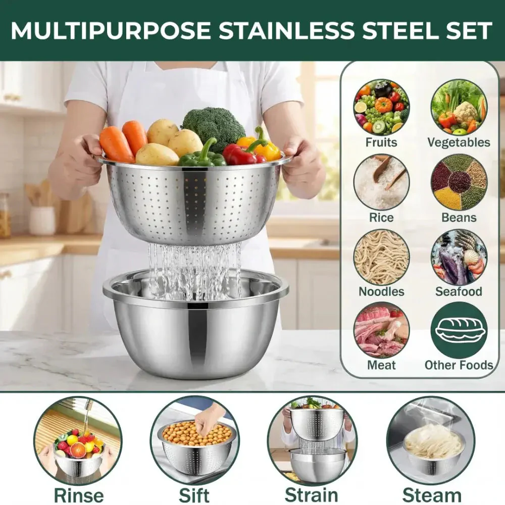 3-in-1 Batter Bowl Set | Built-In Grid and Drainage Feature | Compact and Nesting Design | MultiPrep - Image 3
