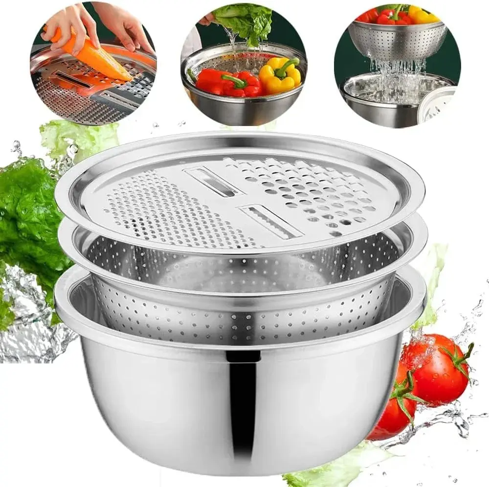 3-in-1 Batter Bowl Set | Built-In Grid and Drainage Feature | Compact and Nesting Design | MultiPrep - Image 8
