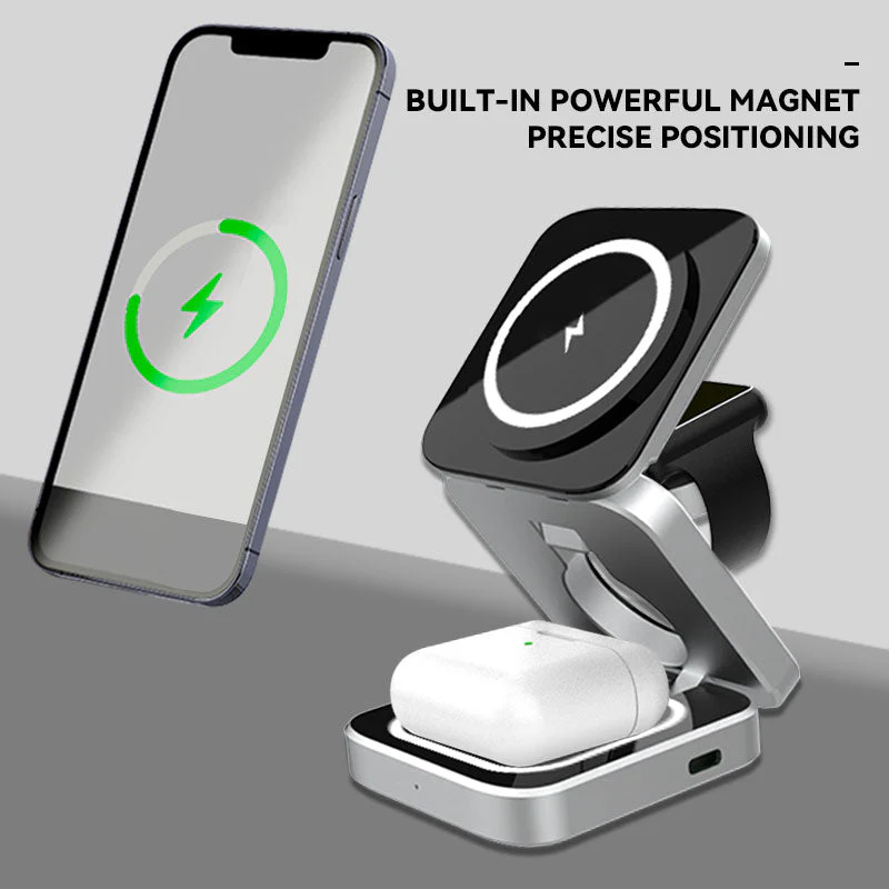 3-in-1 Wireless Charger with Magnetic Design for iPhone, AirPods, Apple Watch - Image 10