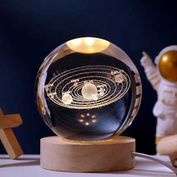 3D Carved Crystal Globe Lamp – Soft LED Night Light - Image 2