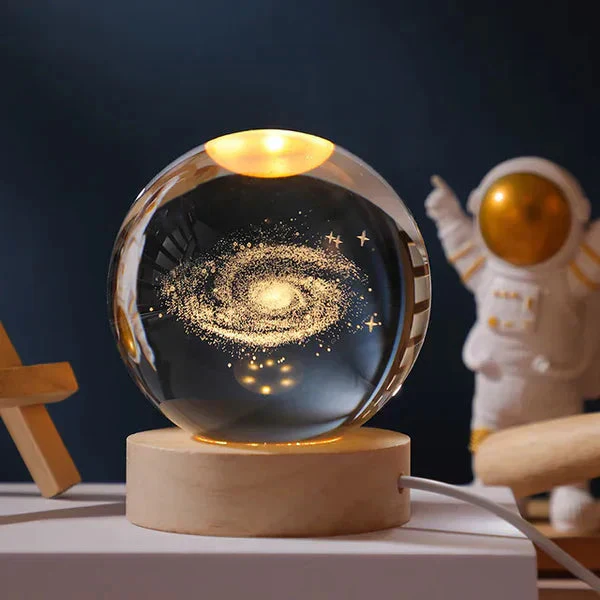 3D Carved Crystal Globe Lamp – Soft LED Night Light - Image 3