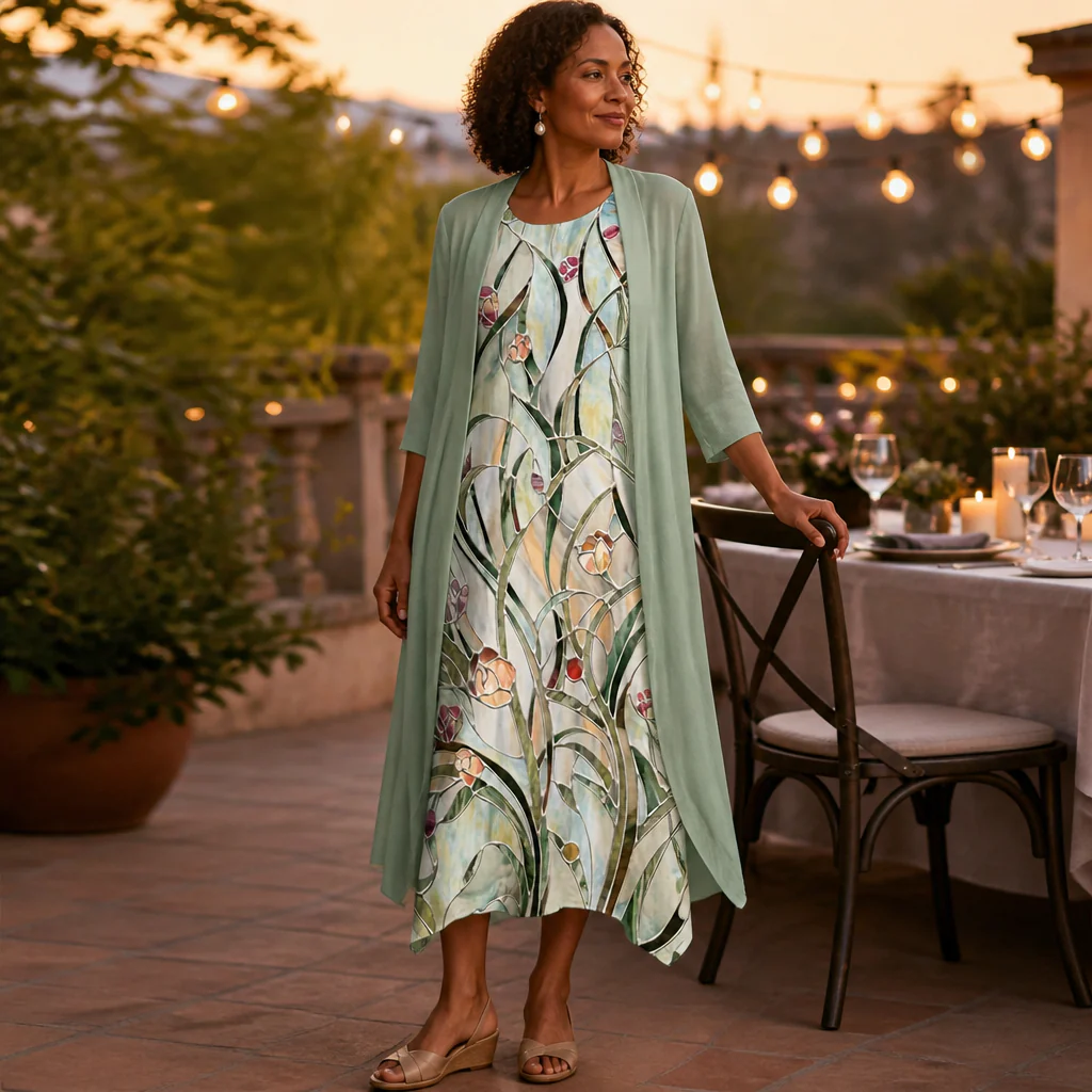 AmaraBelle™ – Flowy Floral Two-Piece Maxi Dress with Matching Cardigan - Image 3