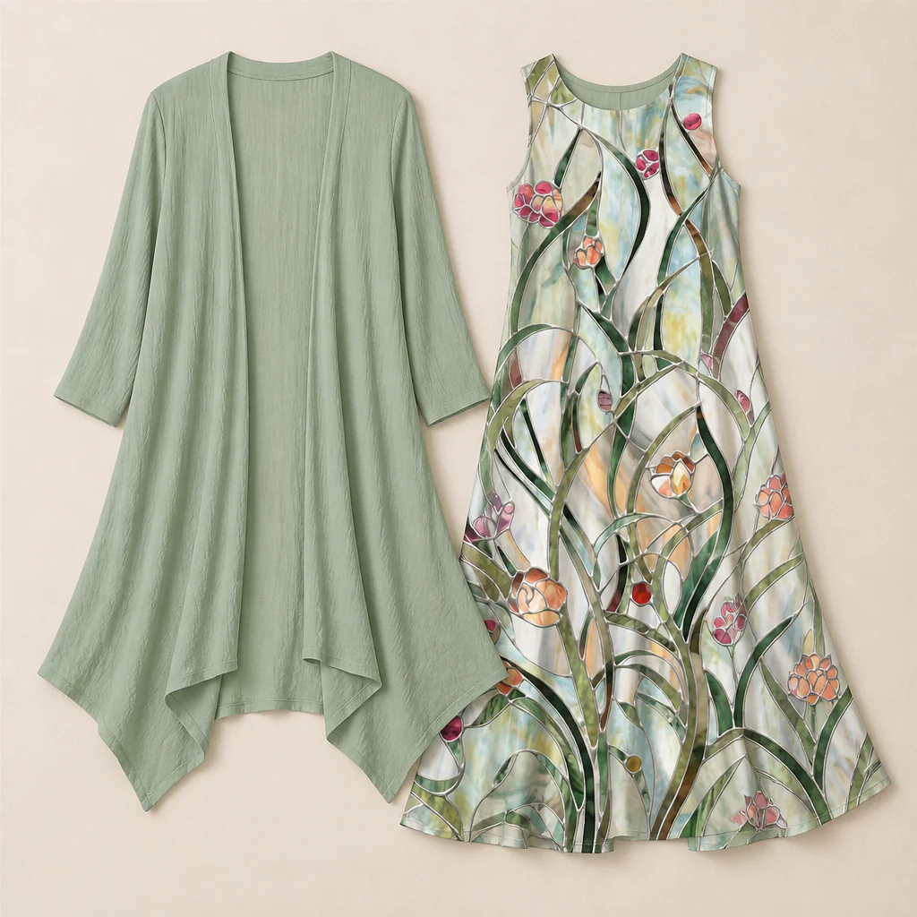 AmaraBelle™ – Flowy Floral Two-Piece Maxi Dress with Matching Cardigan - Image 8
