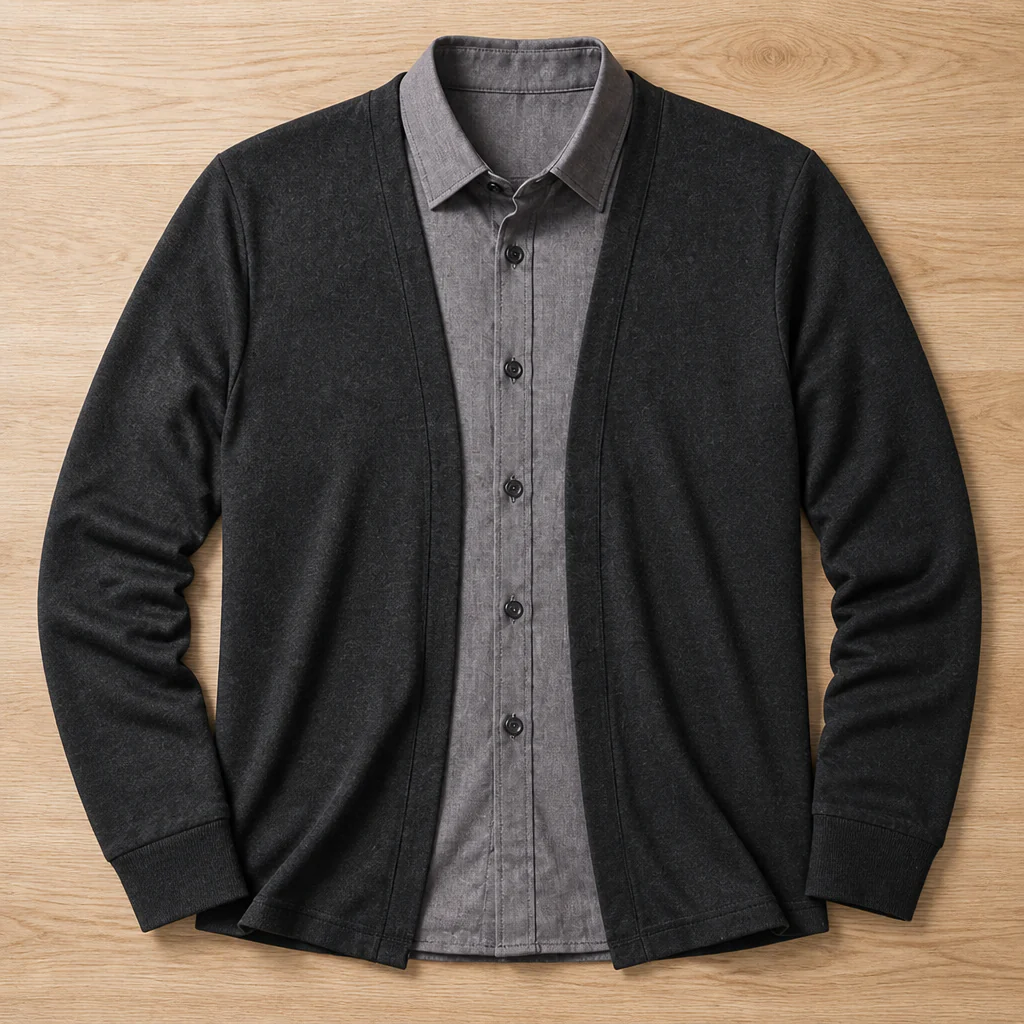 ApexForm™ – Slim-Fit 2-in-1 Knit Shirt with Layered Cardigan Look - Image 4