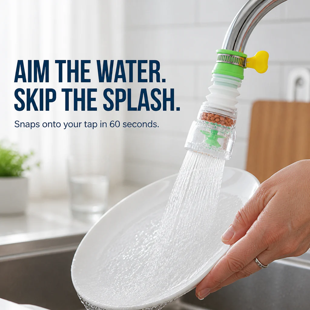 AquaPulse™ — Bend Your Faucet, Soften the Spray, End Countertop Splash