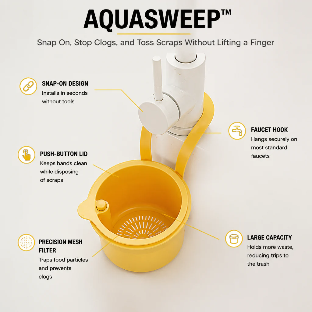 AquaSweep™ — Snap On, Stop Clogs, and Toss Scraps Without Lifting a Finger - Image 7