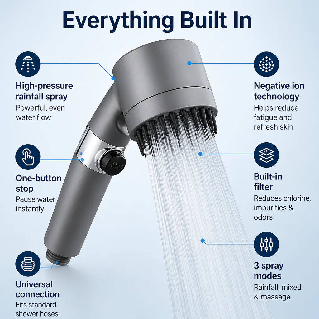 AquaVita™ 4-in-1 Shower Head — Transform Your Shower Into a Revitalizing Spa Escape Every Day - Image 2