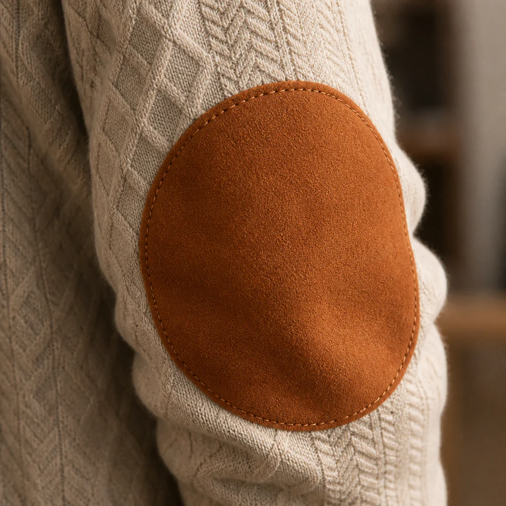 AtlasForge™ – Textured Jacquard Stand-Collar Sweater with Elbow Patches - Image 7