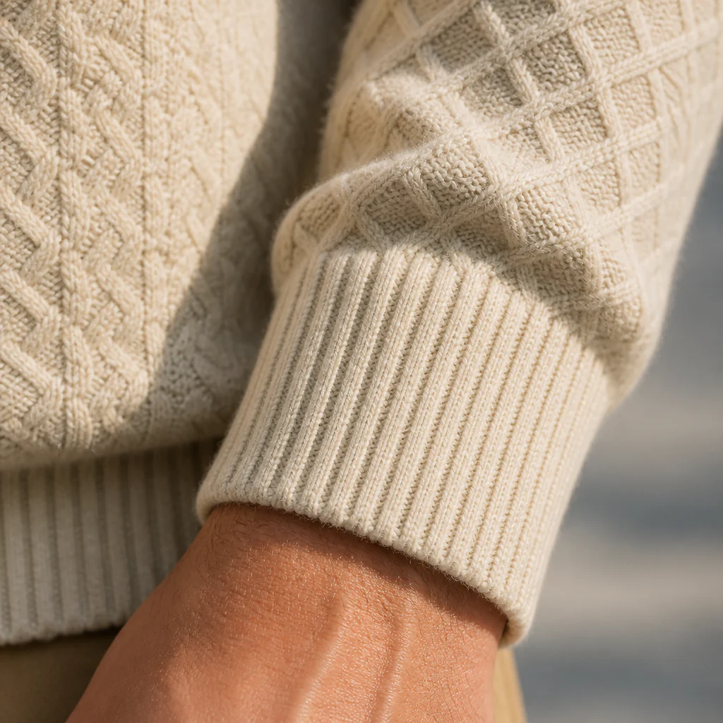 AtlasForge™ – Textured Jacquard Stand-Collar Sweater with Elbow Patches - Image 8