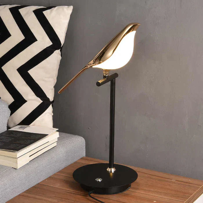 Bird Figurine Table Lamp with Gold Sculpture Accent - Image 2