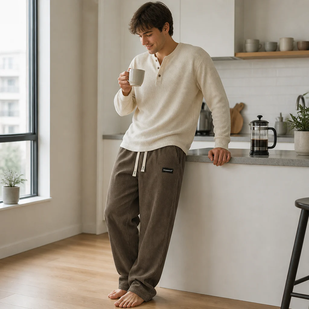 BlazeStride™ – Relaxed Straight-Leg Corduroy Pants with Drawstring Waist - Image 3