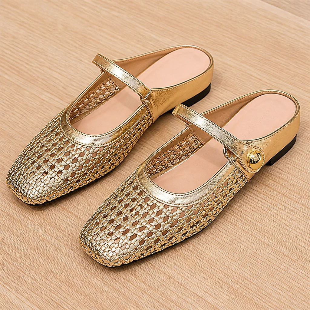 BreezeStep™ – Hand-Woven Square-Toe Mary Jane Mules - Image 4