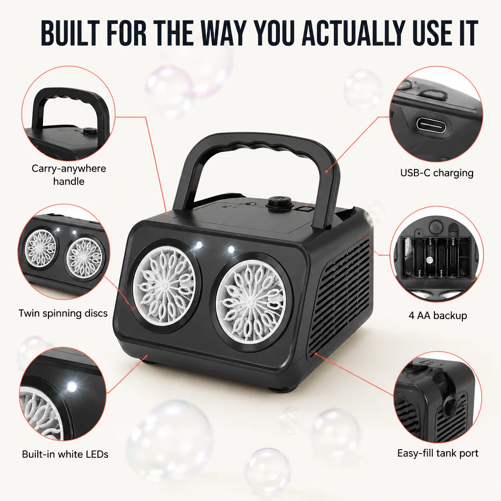 BubblyRush™ — Flood Any Backyard Party With a Twin-Disc Bubble Storm - Image 6