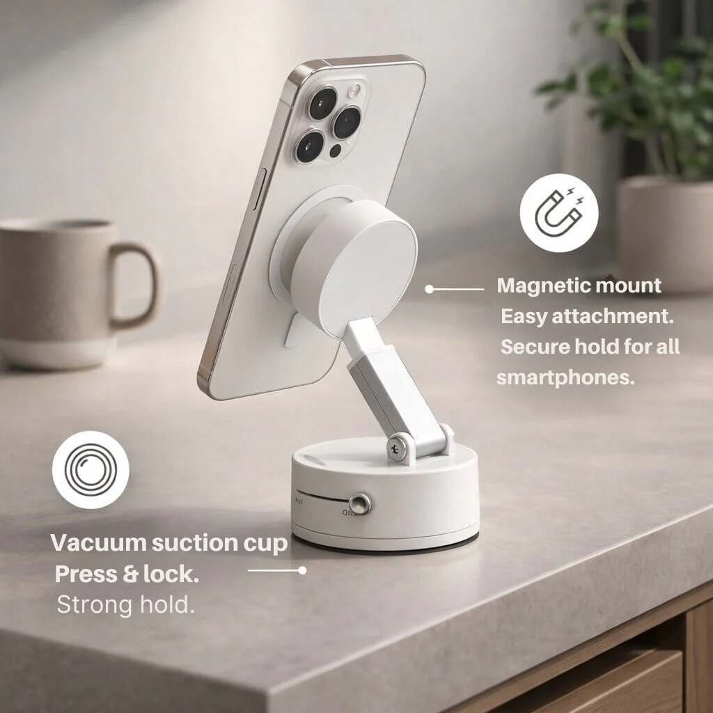 Car Phone Mount with Suction Base | Magnetic Hold | Flexible, Rotatable and Foldable | Magnevo - Image 6