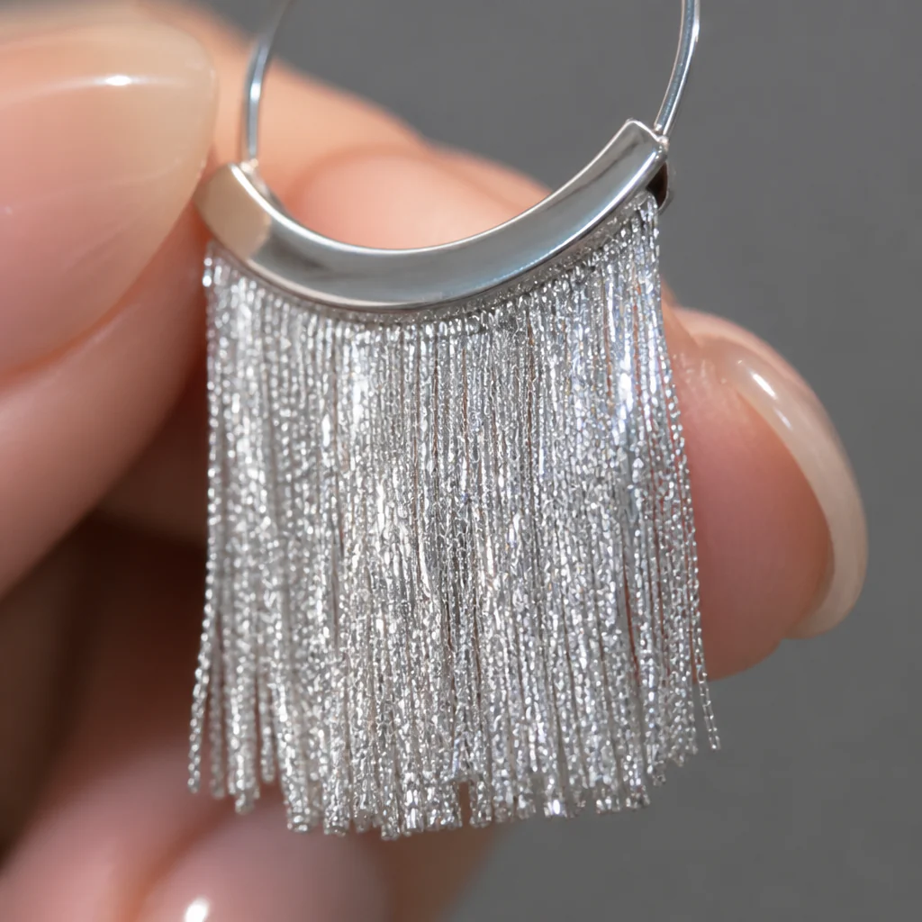 CascadeAura™ – Shimmering Waterfall Tassel Earrings with Hypoallergenic Finish - Image 4