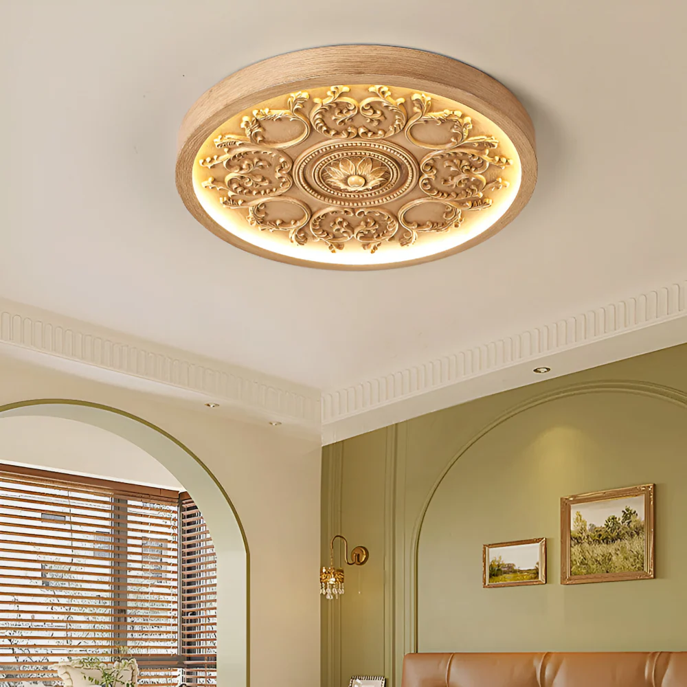 Ceiling lamp with embossed floral design – Remote dimmable control - Image 4