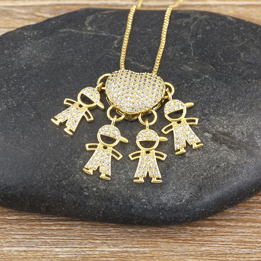CelestaRay™ – Pavé Heart Family Necklace with Customizable Kid Charms - Image 16
