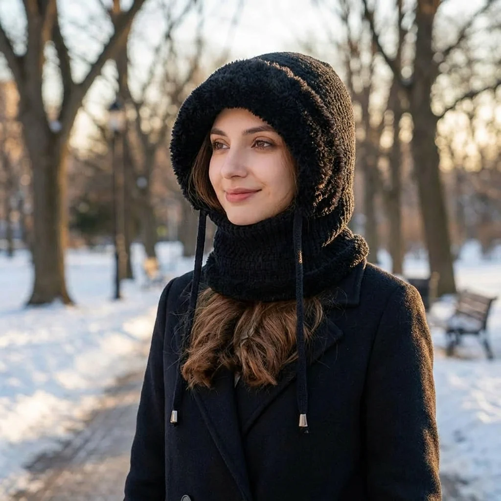 ChillGuard™ – Plush-Lined Hooded Scarf with Drawstring Fit - Image 2