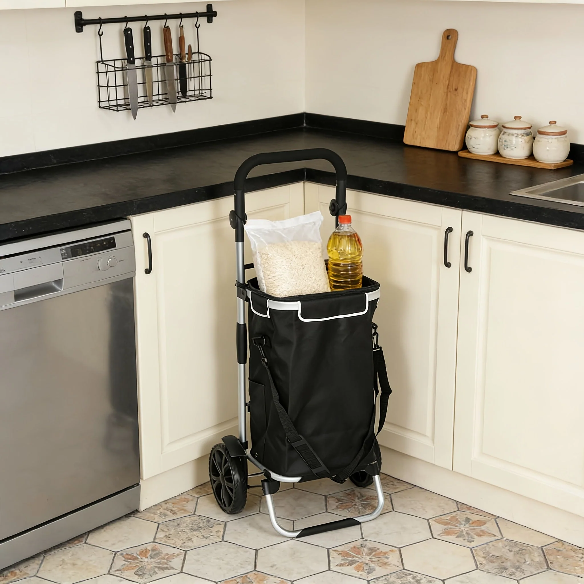 Collapsible 3-in-1 Shopping Cart with Cooler Compartment - Image 11