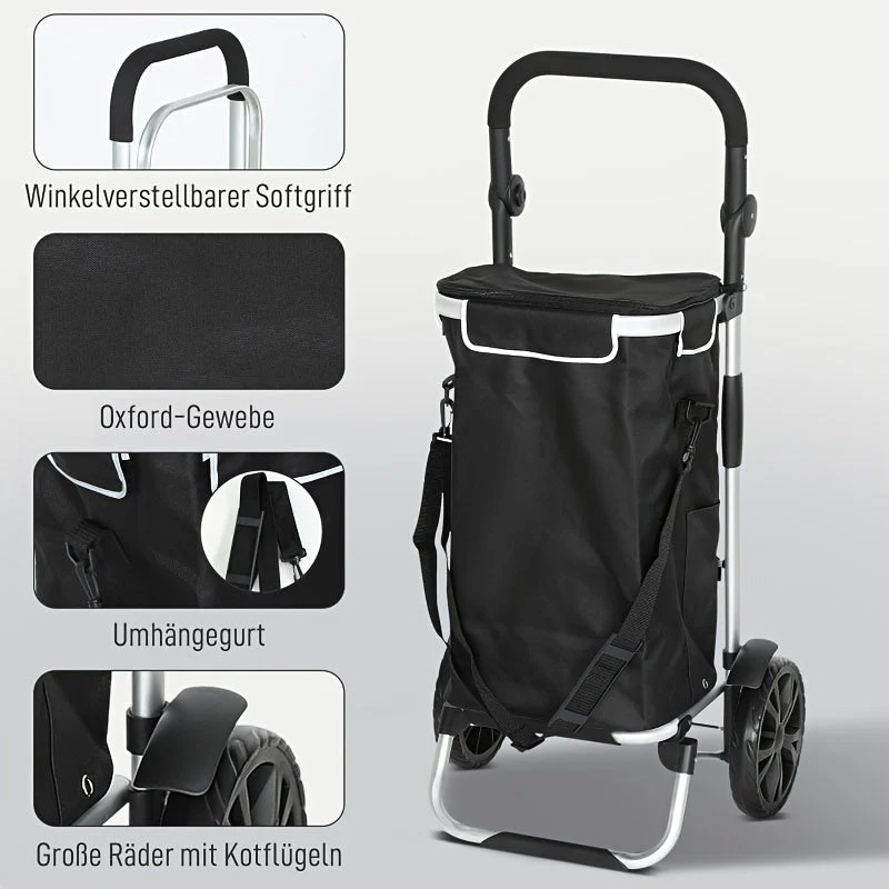 Collapsible 3-in-1 Shopping Cart with Cooler Compartment - Image 3