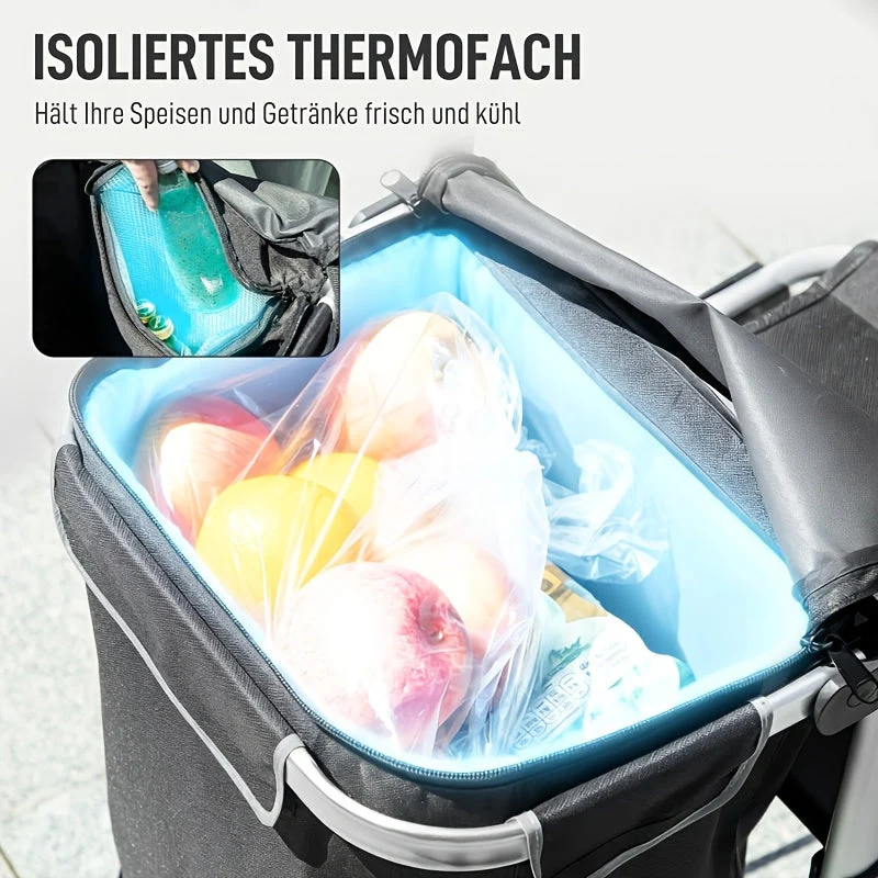 Collapsible 3-in-1 Shopping Cart with Cooler Compartment - Image 5