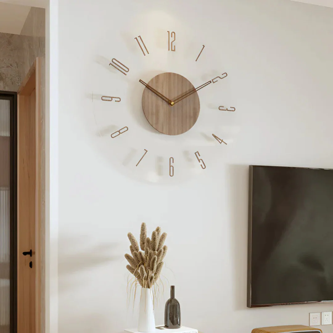 Contemporary Silent Wall Clock 30 cm in Acrylic and Wood - Image 4