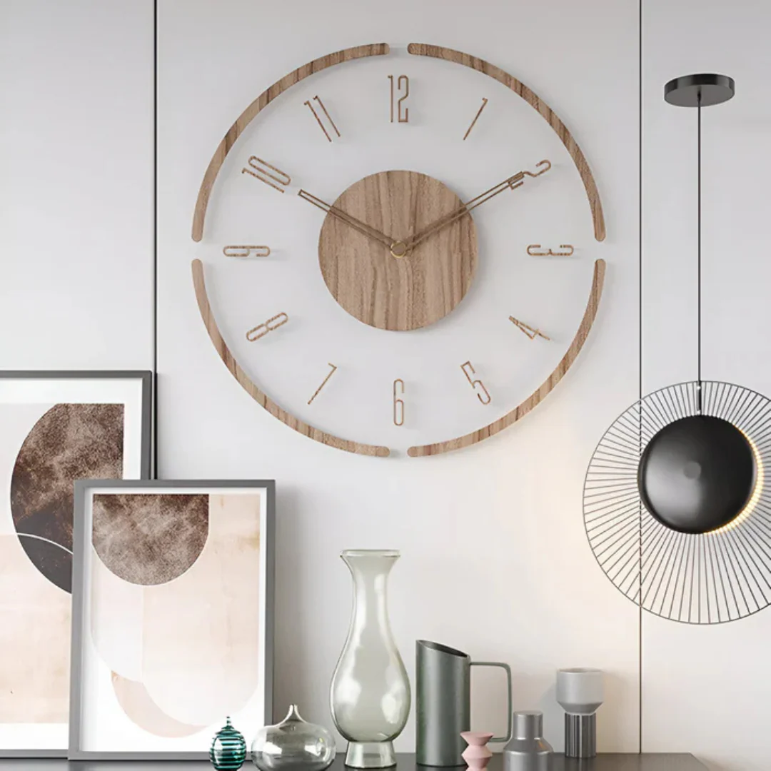 Contemporary Silent Wall Clock 30 cm in Acrylic and Wood - Image 5