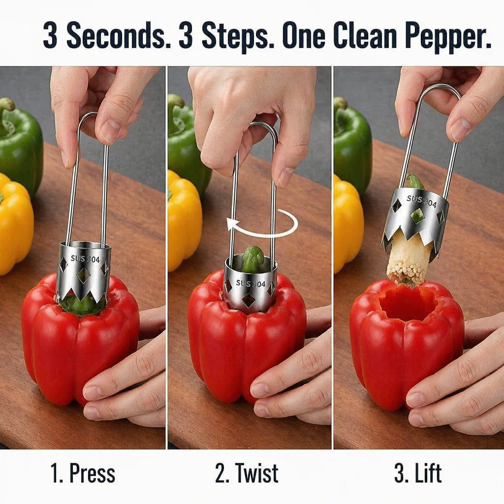 CoreEase™ — Hollow Out Peppers, Apples & Pears in One Clean Twist - Image 5