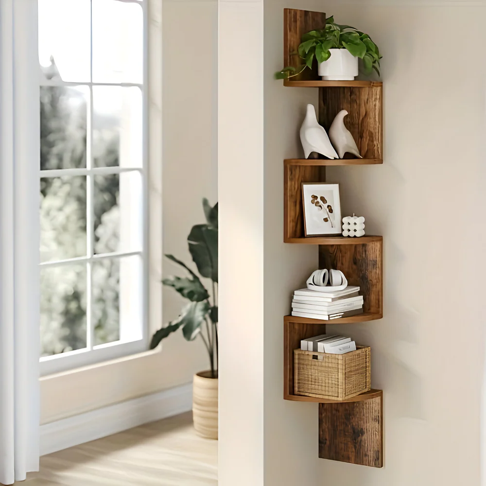 Corner Shelf 5 Tiers | Zigzag Style with Shelves | Space-Saving Corner Fit | CornerZig - Image 11