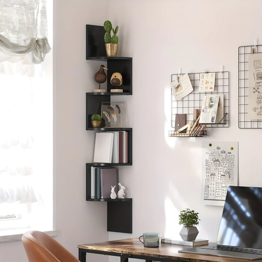 Corner Shelf 5 Tiers | Zigzag Style with Shelves | Space-Saving Corner Fit | CornerZig - Image 12