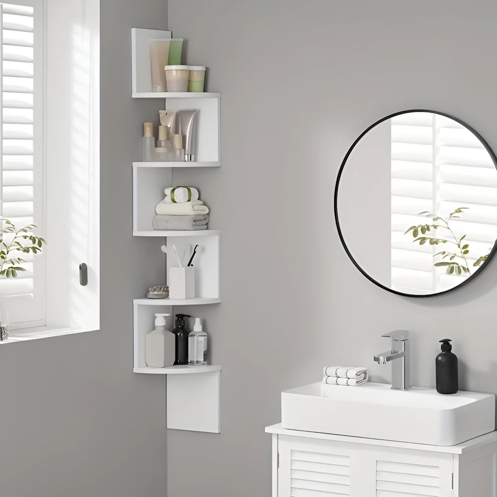 Corner Shelf 5 Tiers | Zigzag Style with Shelves | Space-Saving Corner Fit | CornerZig - Image 13