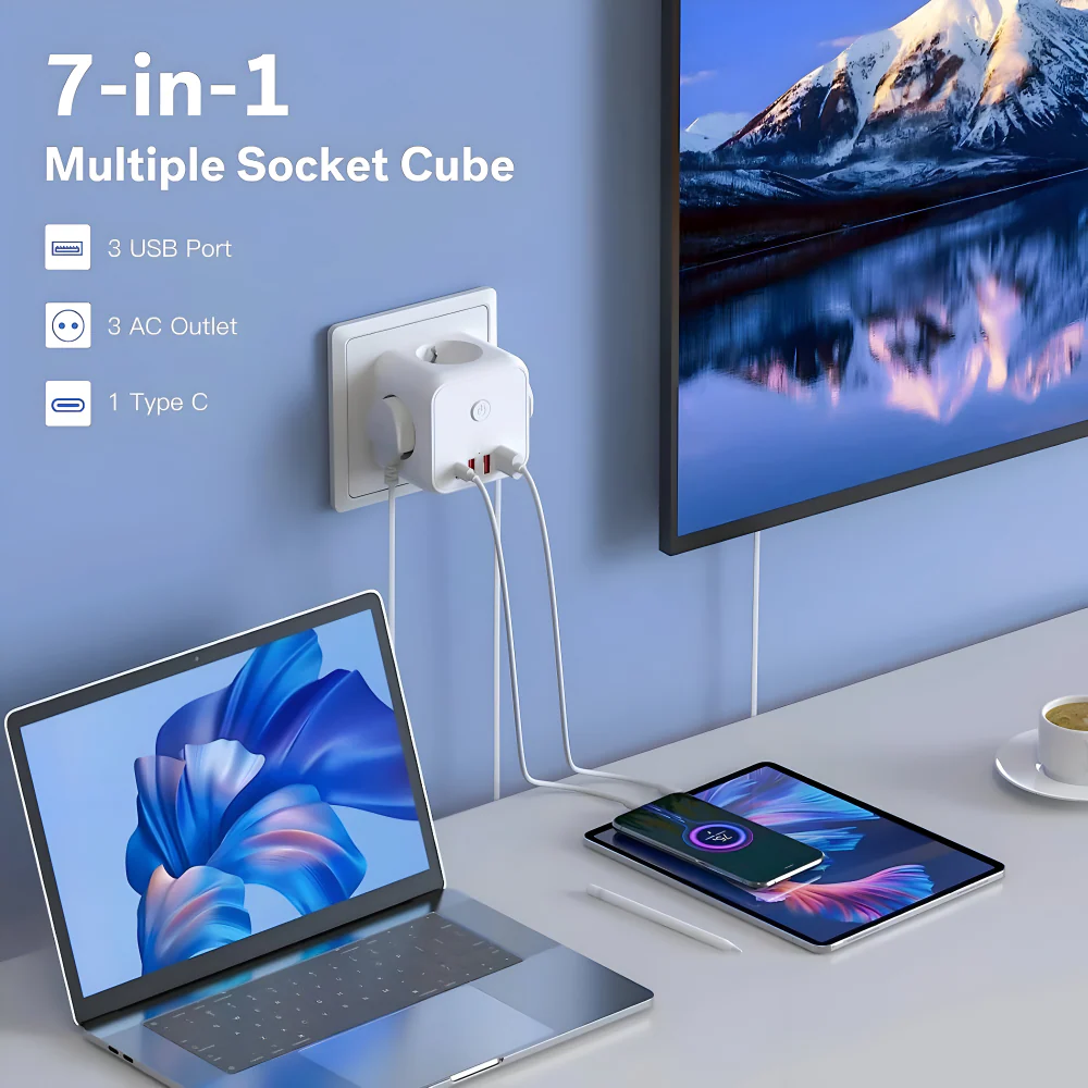 Cube Power Board | Multi-Socket | Overload Safety with On-Off Switch | PowerCube - Image 2