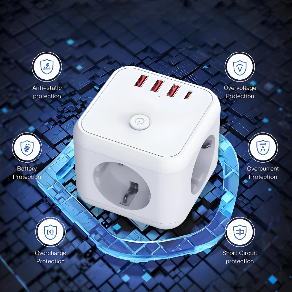Cube Power Board | Multi-Socket | Overload Safety with On-Off Switch | PowerCube - Image 4
