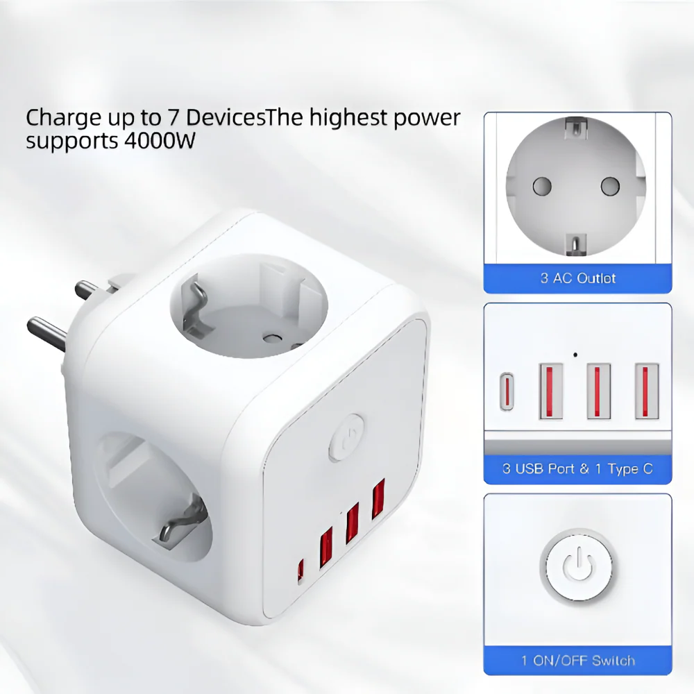 Cube Power Board | Multi-Socket | Overload Safety with On-Off Switch | PowerCube - Image 5
