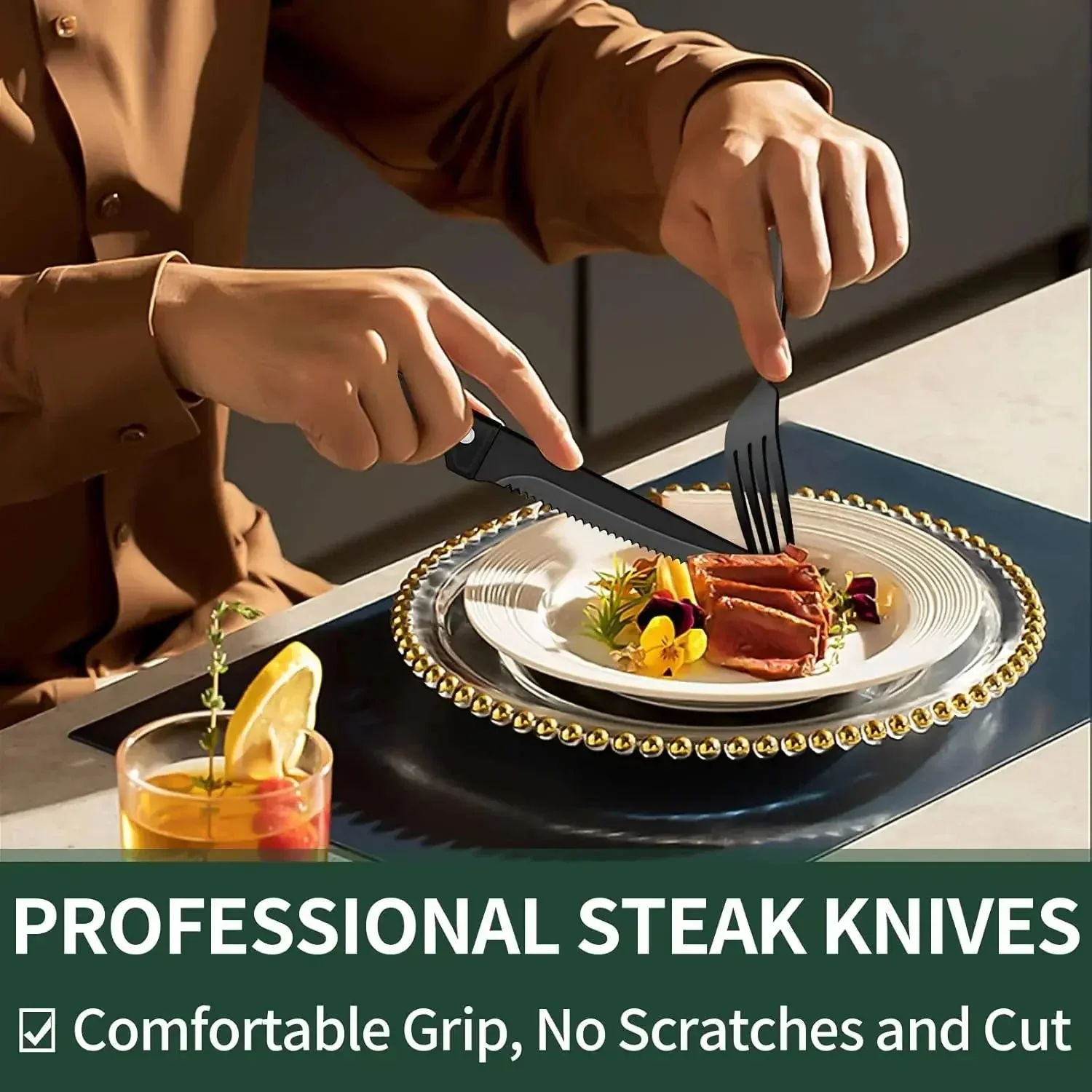 Cutlery Set | 24-Piece Matte Black Design | Includes Steak Knives | CutleryCraft - Image 4