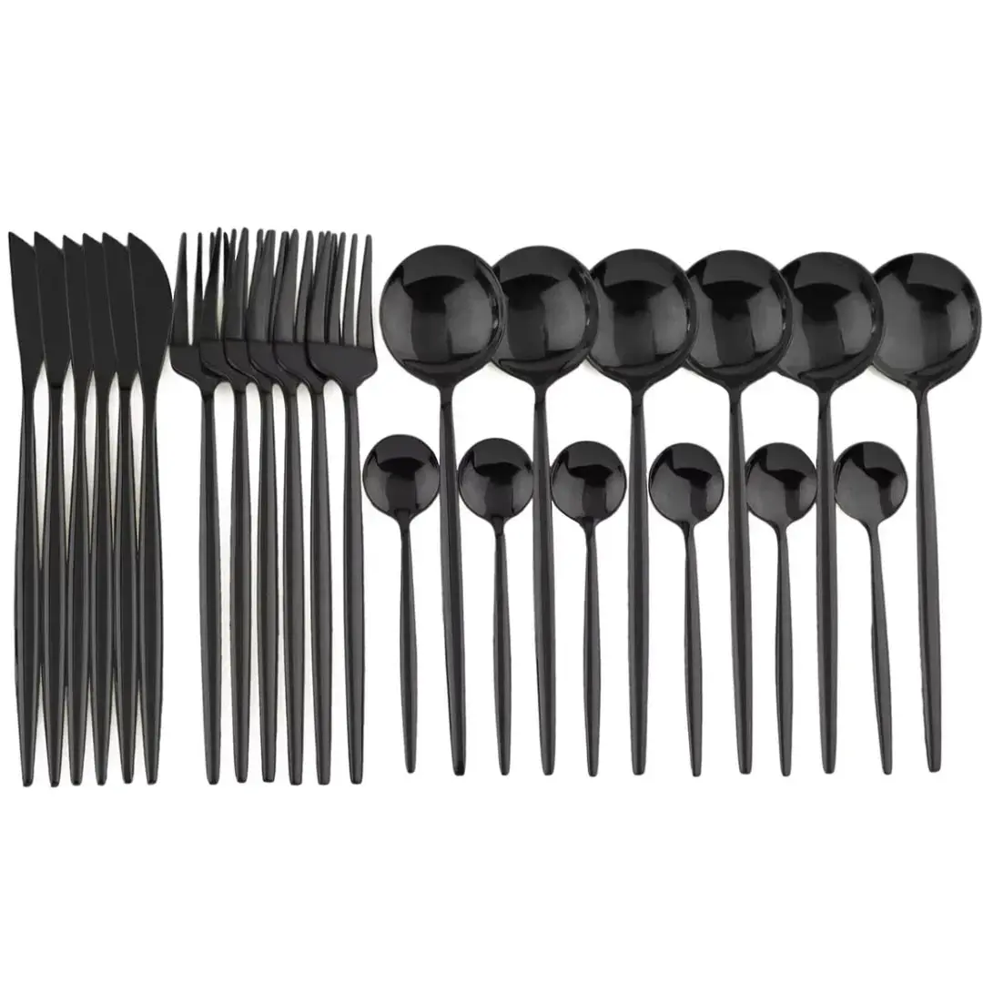Cutlery Set | 24-Piece Matte Black Design | Includes Steak Knives | CutleryCraft - Image 9