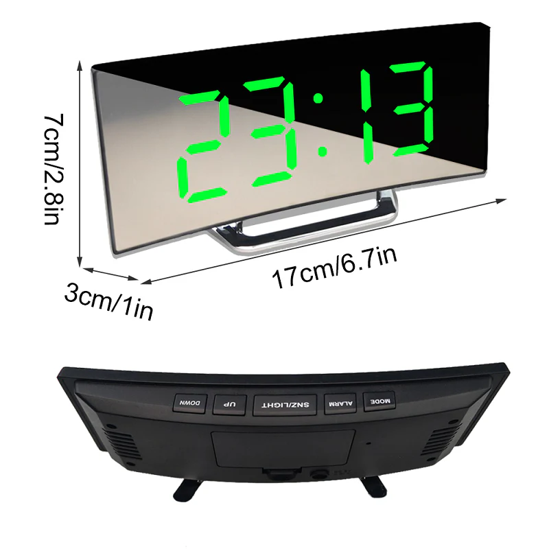 Digital Timepiece | LED Mirror Alarm Display | Auto-Dimming Anti-Glare | CurveClock - Image 4