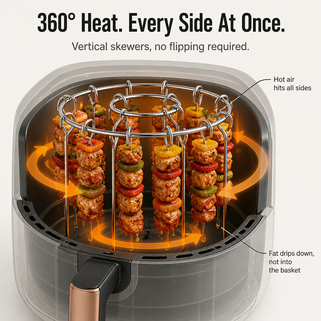 EmberSkew™ — Cook Juicy Skewers and Wings In Your Air Fryer Without Flipping - Image 3