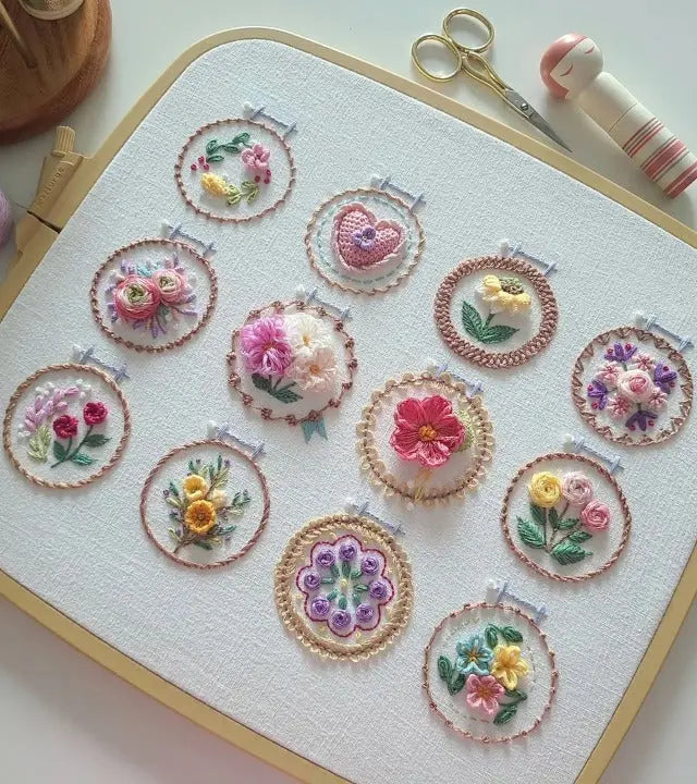 Embroidery Kit Featuring 12 Floral Designs | All-Inclusive Set | Ready for Use | NeedleNest - Image 4