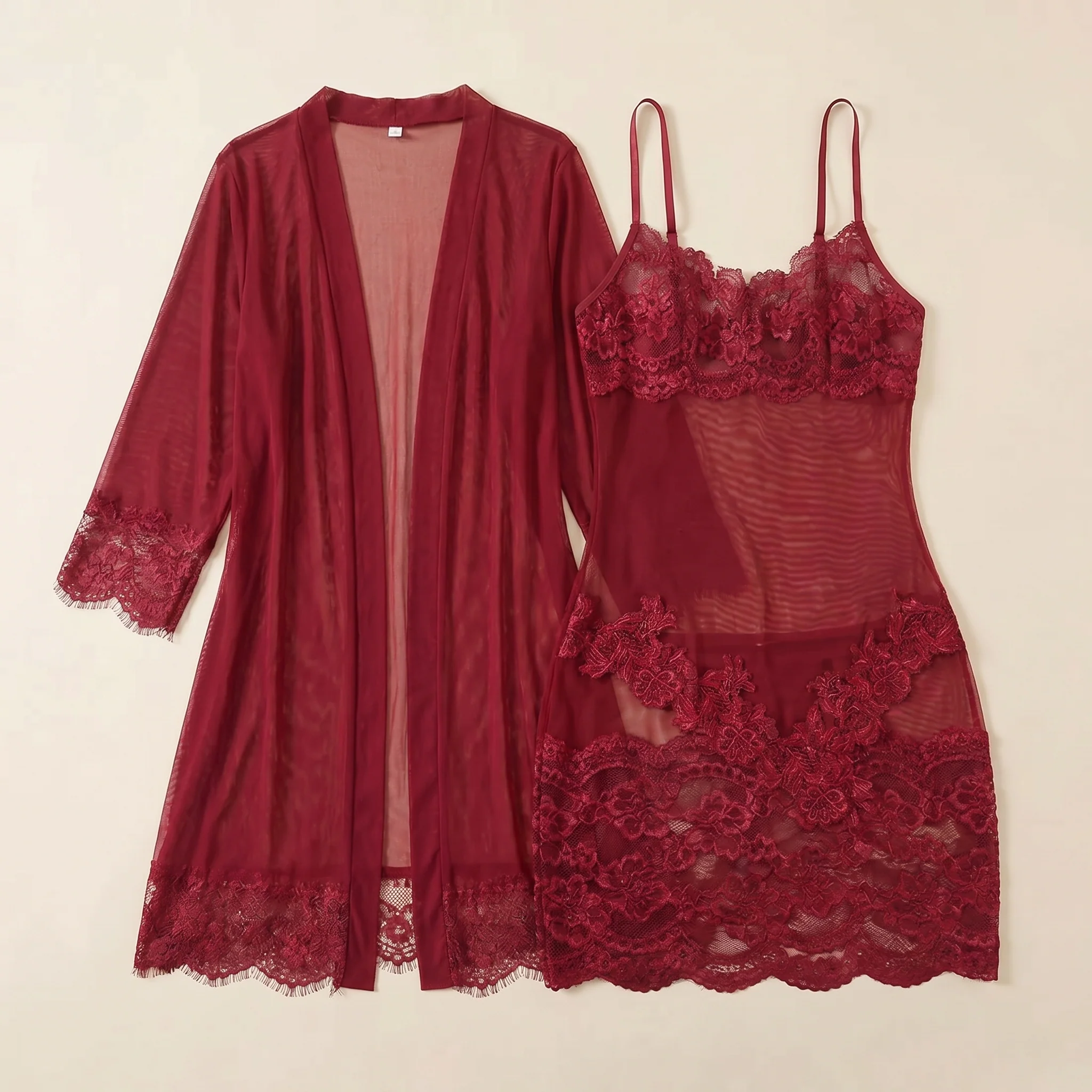 Enchantress™ – Sheer Floral Lace 3-Piece Lingerie Set with Mesh Robe - Image 8