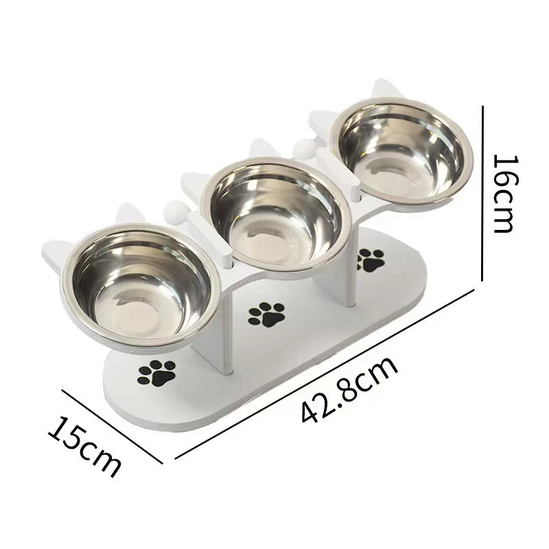 Ergonomic Pet Feeder Stand with 3 Stainless Steel Bowls - Image 10