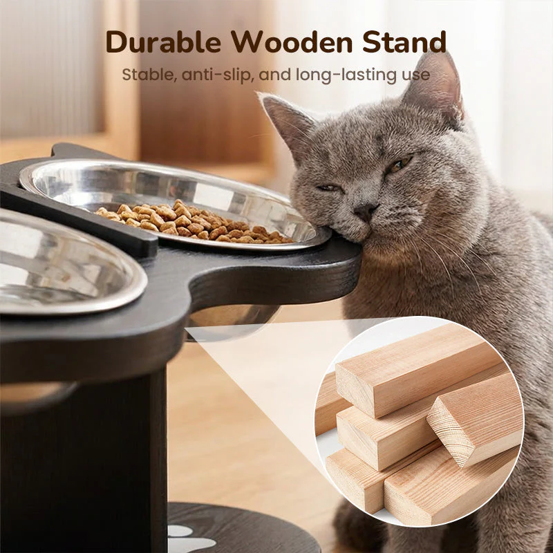 Ergonomic Pet Feeder Stand with 3 Stainless Steel Bowls - Image 4