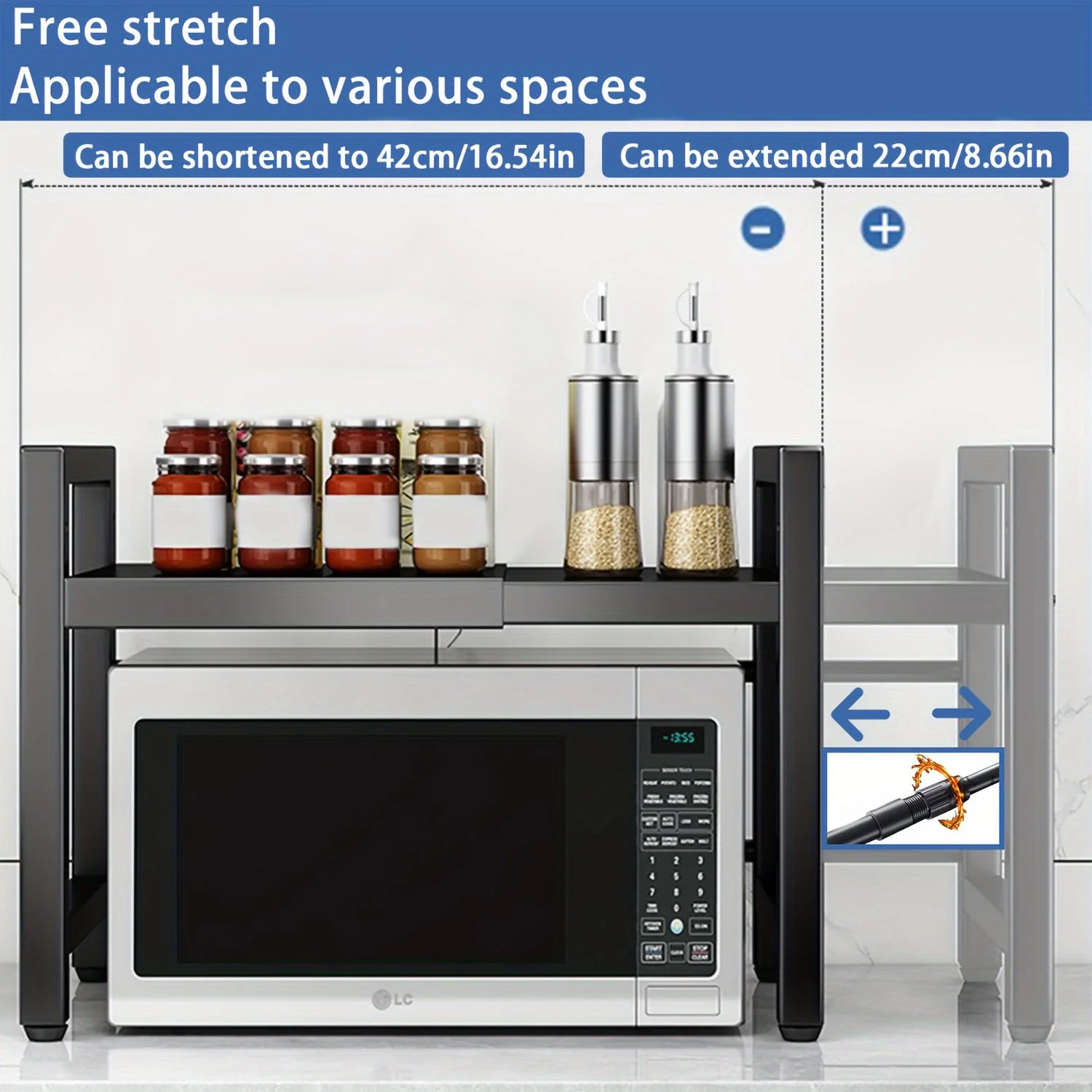 Expandable Microwave Rack with 2 Tiers - Image 3
