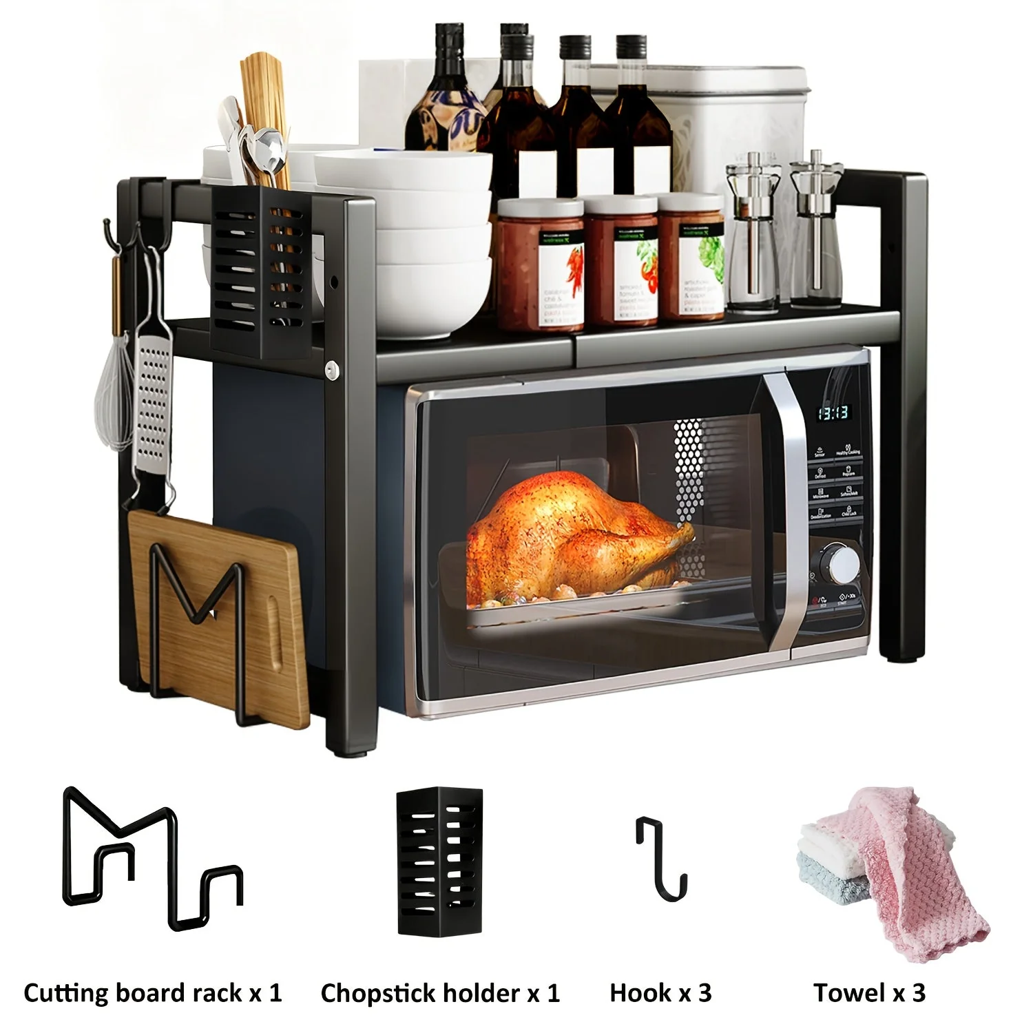 Expandable Microwave Rack with 2 Tiers - Image 4