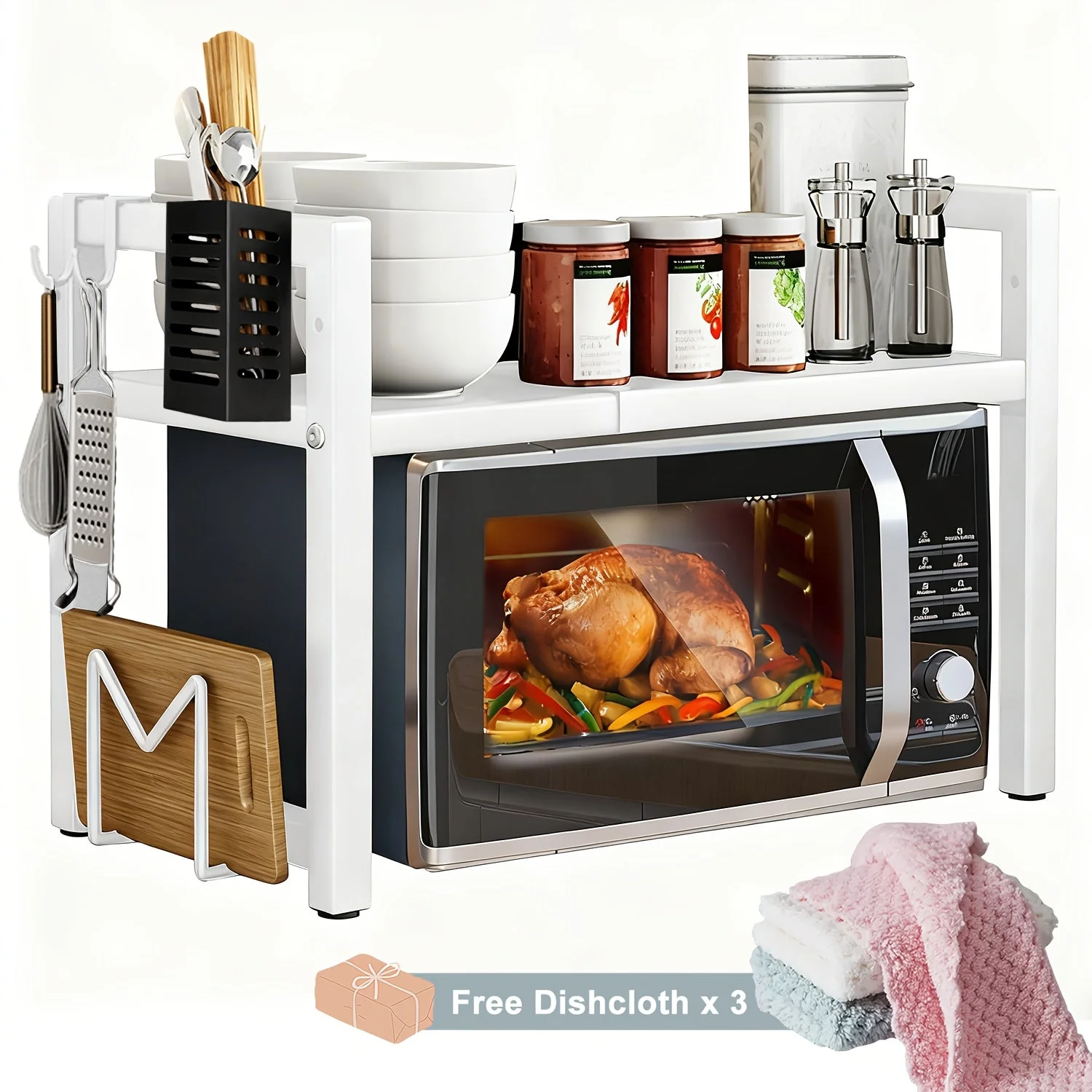 Expandable Microwave Rack with 2 Tiers - Image 7