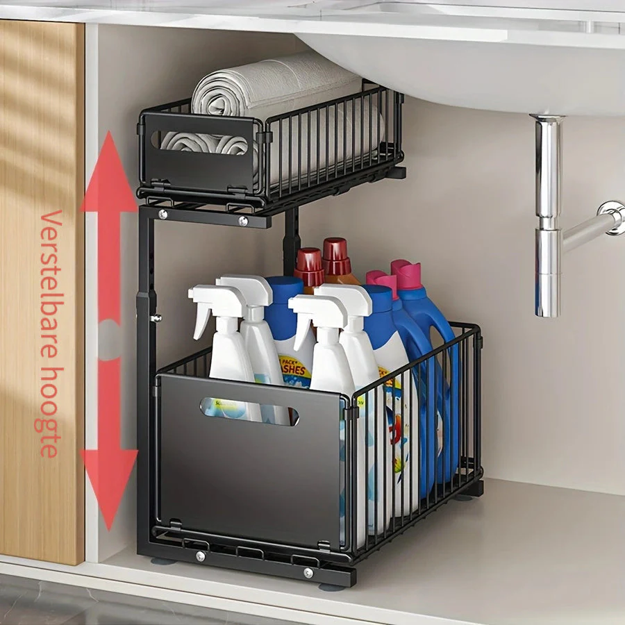 Expandable Under-Cabinet Organizer with 2 Levels - Image 2