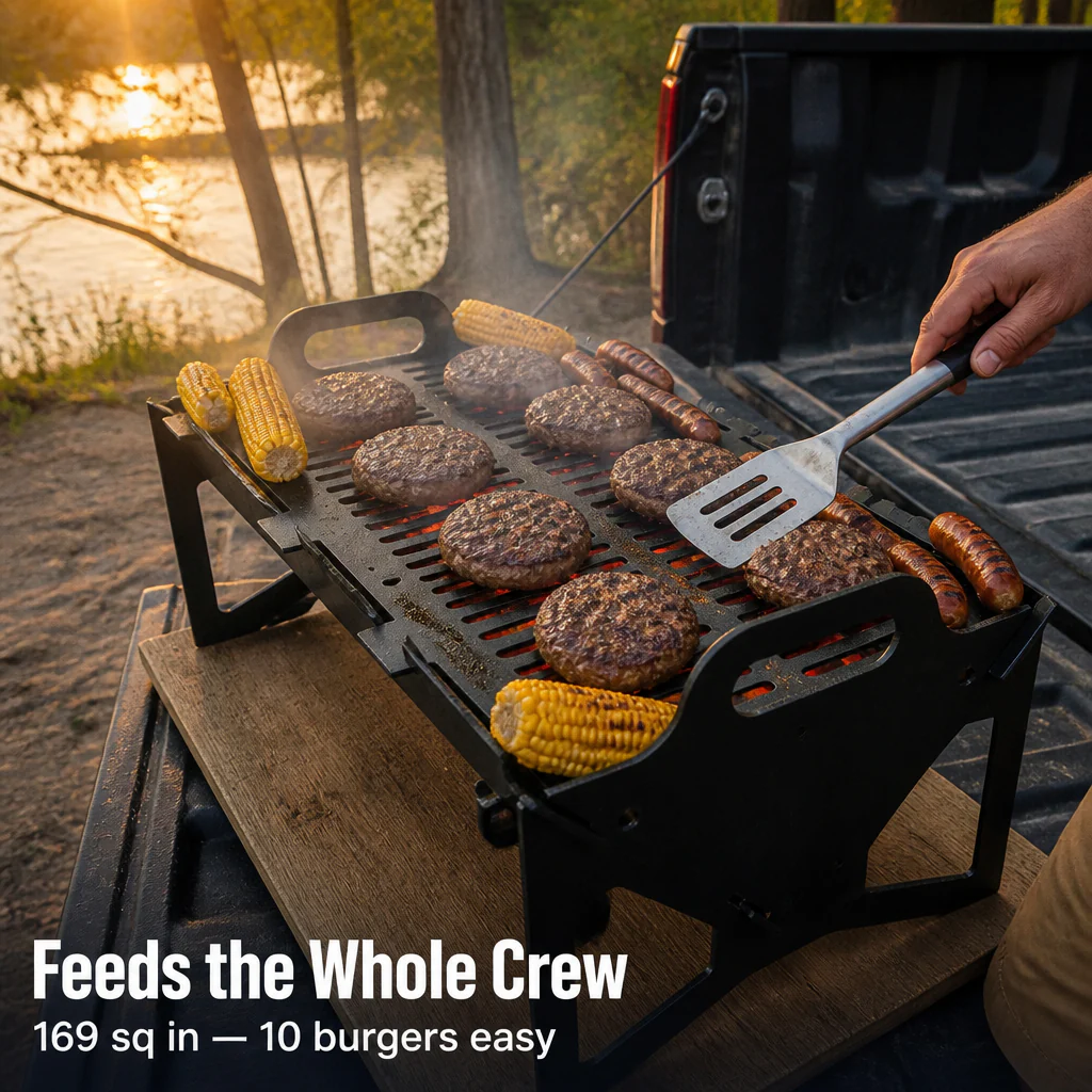 FlamePorta™ — Fold a Heavy-Duty Steel Grill Flat and Cook on Any Trip - Image 4