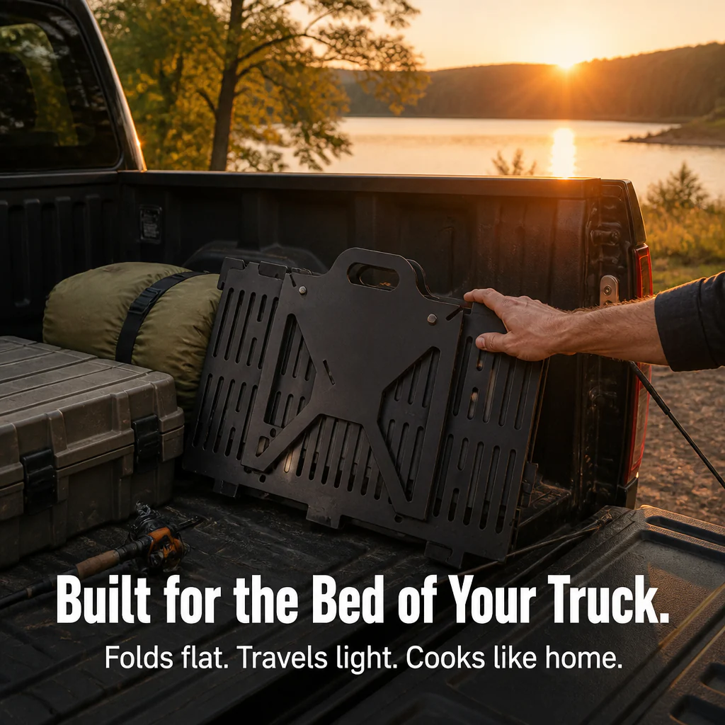 FlamePorta™ — Fold a Heavy-Duty Steel Grill Flat and Cook on Any Trip - Image 8
