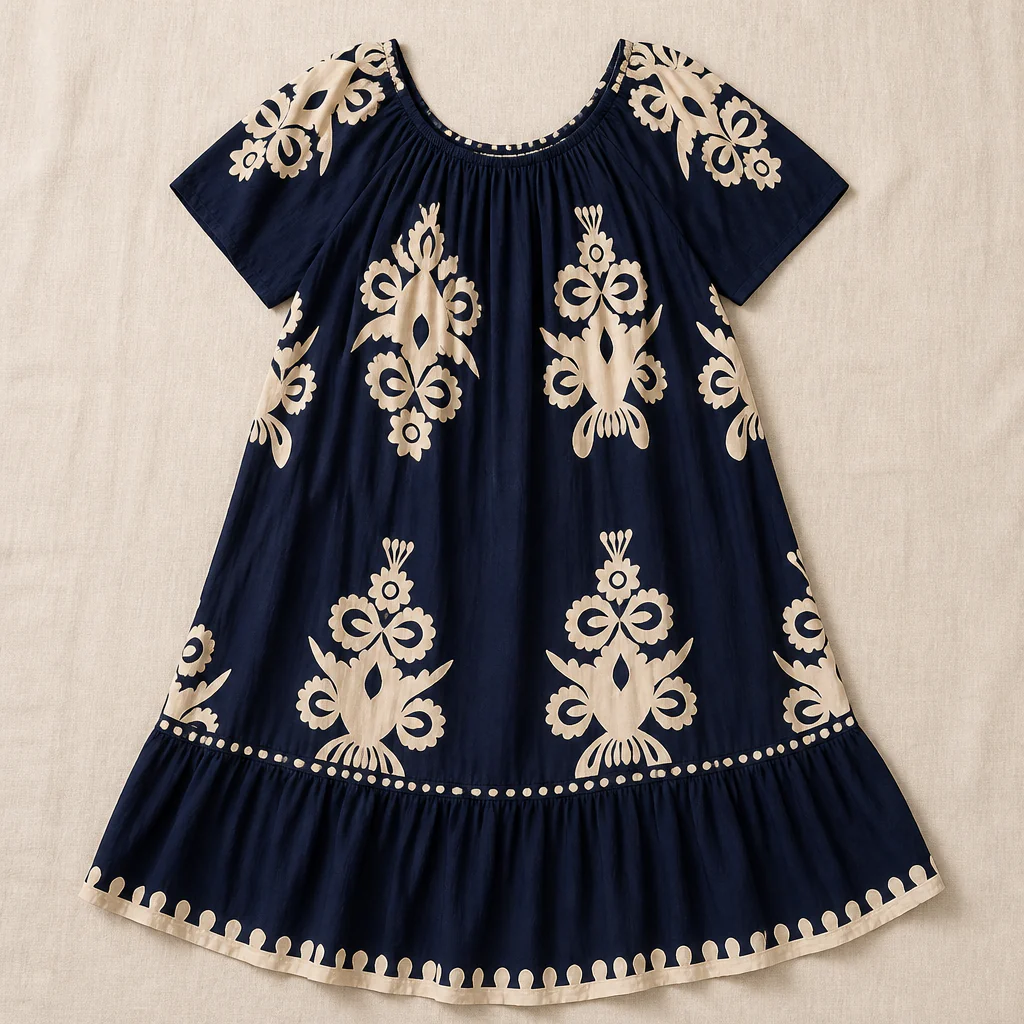 FlexiFit™ – Flowy Boho Print Midi Dress with Tiered Hem - Image 4